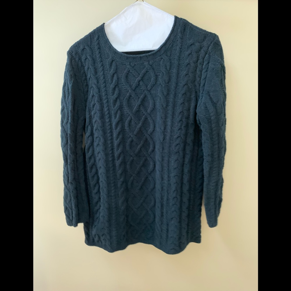 JJill Cable Knit Crewneck Sweater S Navy Blue - Picture 2 of 7